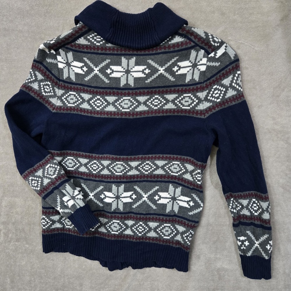 Club Room Cardigan‎ Mens Large Blue Shawl Collar Button Up Dog Novelty Fair Isle - Picture 2 of 7